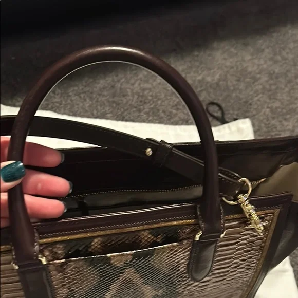 Brahmin Aubree - Savino Folklore- Brown Snake Print Women's Bag - Picture 14 of 16